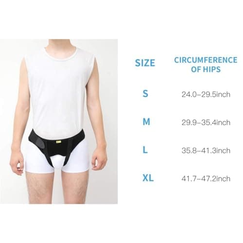 Tenbon Ceinture herniaire pour homme et femme Ceinture herniaire réglable flexible Soutien herniaire Soulagement de la douleur avec 2 coussinets de compression amovibles Hernie gauche et droite (M)