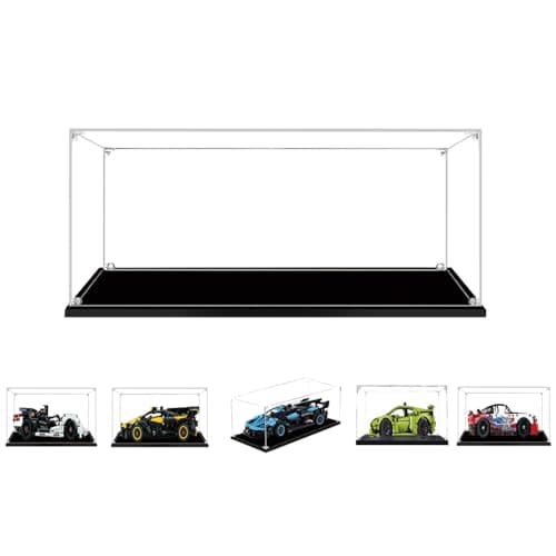 BOOVAX Vitrine pour Lego-Collection 42151/42137/42153/42161/42162 - Acrylique Figurine Vitrine Présentoir Transparent pour [Bugatti-Bolide/Lamborghini-Huracán/Formula-E-99X/Camaro-ZL1] - 35x15x10cm