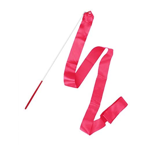 Ruban de gymnastique rythmique rose vif avec bâton de twirling 4 m par Trimming Shop