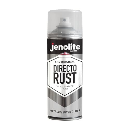 JENOLITE Directorust Peinture aérosol brillante métallique | Argenté | 3 x 400 ml | Peinture aérosol dorée multi-surfaces pour métal, bois, plastique | Apprêt tout-en-un, sous-couche et couche de