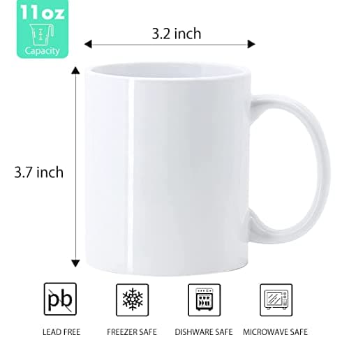 SIGNZWORLD Ensemble de 36 Tasses Blanches de Sublimation Tasses à café Mugs à Sublimation en Céramique avec Boites Grande Poignée 325 ml