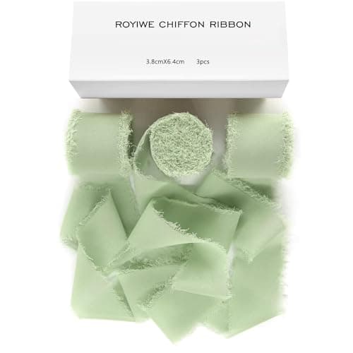 Ruban cadeau mousseline de soie ruban|3,8 cm x 19,4 m|ruban de soie ruban mousseline ruban tissu,mariage tissu ruban (Vert de gris)