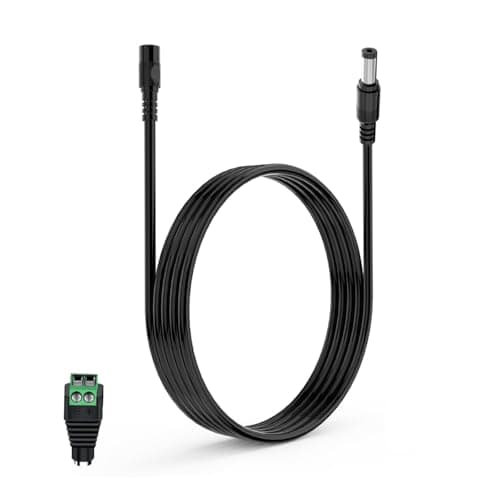 Lonnky 5 Mètre Câble D'Extension DC avec Connecteurs pour Bandes LED, Compatible avec Bande LED 12V (KSIPZE, Grovee), Caméra De Surveillance (TP-Link TAPO C200/C310, Reolink, IMOU)