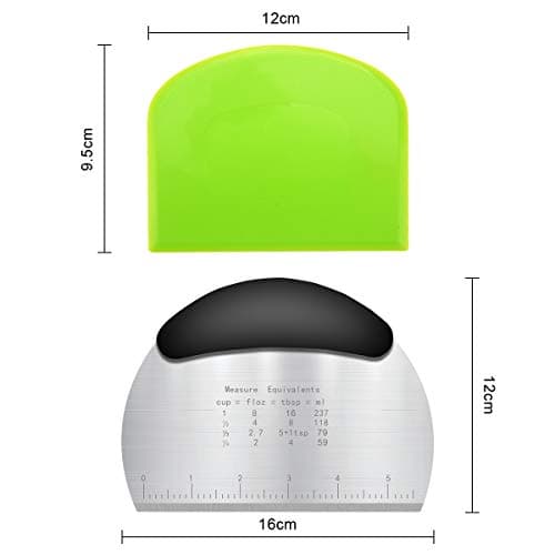 Vicloon Grattoir à Pâte,3pcs Corne Patisserie,Coupe-Pâte Plastique,Grattoir à Pâte en Plastique et Acier Inoxydable pour Cuisine,Pâtisserie,Crêpes