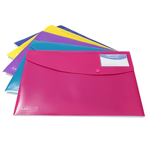 Rapesco 0701 Pochette Porte-Documents ID, A4+, Couleurs Vives Opaques, Lot de 5