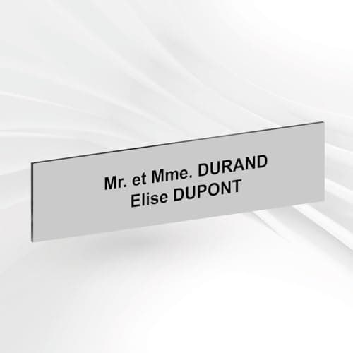Plaque de Boîte Aux Lettres Personnalisée Adhésive PVC – 10 x 2,5 cm – Gravure Laser – 20 Couleurs Disponibles (Gris Mat)