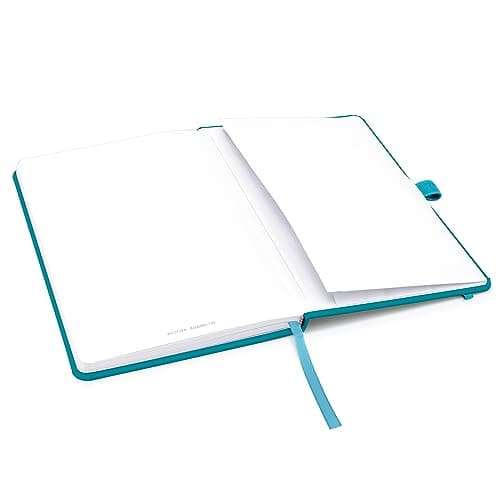 Notes London Eco A5 Carnet avec pages unies sans lignées, passant pour stylo, ruban, pochette en papier, journal à couverture rigide moyenne, papier issu de sources durables (Sarcelle)