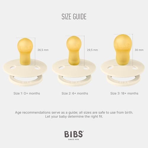 Tétine BIBS Colour. Lot de 2 sucettes. Sans bisphénol A, Téterelle ronde. Latex de caoutchouc naturel, Fabriqué au Danemark. Taille 3 (Lot de 2), Ivory/Sage
