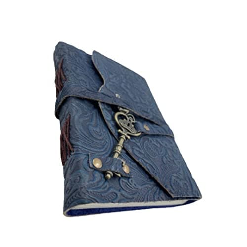 OVERDOSE Journal Antique À Fleurs Bleues Fabriqué À La Main Avec Fermeture À Clé Au Trésor – Carnet De Croquis, Scrapbooking, Écriture, Carnet De Notes - 5 X 7 Pouces | 12x17 Cm | A6
