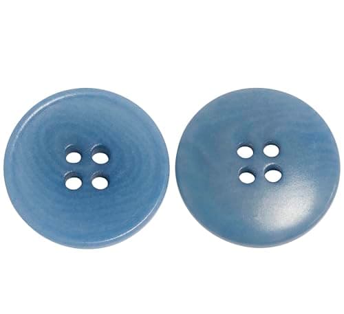 AERZETIX - C74133 - Lot de 10 Boutons à coudre ronds Ø15x2 mm à 4 trous 24L L24 - couleur bleu - en plastique - ouverture 1.5 mm - loisir créatif mercerie couture vêtements