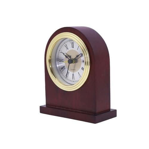 Horloge de table analogique en bois, Réveil analogique rétro en bois Horloge de chevet enfants Réveil cheminée analogique Horloge de table à piles sans tic-tac Réveil pour chambre denfant,12cmx10cm