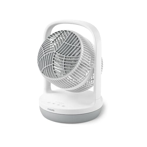 PHILIPS Ventilateur de table oscillant série 2000. Puissant et ultra-silencieux. 23 dB. Circulation de l'air. Inclinaison réglable à 180°. Pour la maison et le bureau. CX2050, Blanc