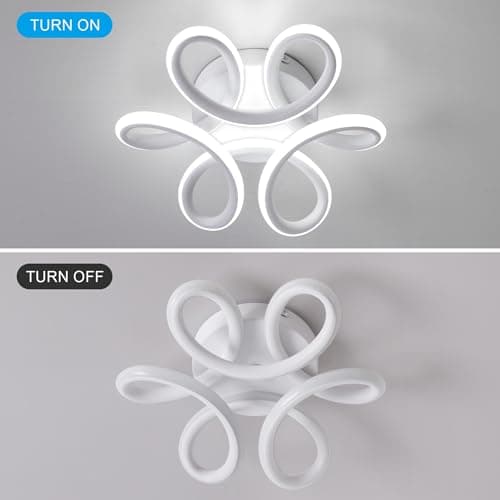 Dorlink Plafonnier LED Fleur, 22W 1980LM Luminaire Plafonnier Petit, Lampe de Plafond LED Moderne, Plafonnier Salon Blanc, 6500K Blanc Froid Plafonnier Chambre, Couloir, Cuisine, Ø24CM