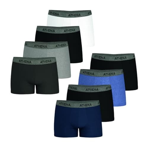 Athena Basic Coton 8A71 sous-vêtement, Gris/Noir/Blanc/Bleu, L Homme