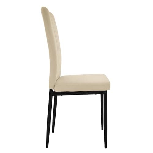 ML-Design Lot de 8 Chaises de Salle à Manger, Beige, en Velours Respirant et Doux, Fauteuil Design Moderne, Dossier Ergonomique, Assise Rembourrée avec Pieds en Métal, Chaise de Table, Salon, Cuisine