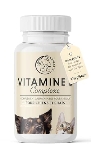 Vitamine B Complex 120 comprimés pour Chien et Chat : Vitamine B1, B2, B3, B5, B6, B9, B12 - Vitamines et compléments pour Chiens et Chats - Vitamine pour Chien - Vitamine Chat