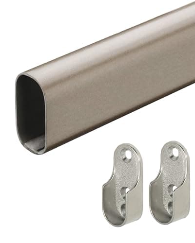Gedotec Tringle à vêtements en métal - 1 000 mm - Tube de meuble avec support ovale - Gris titane - 1 pièce - Montage mural avec fixations de barre