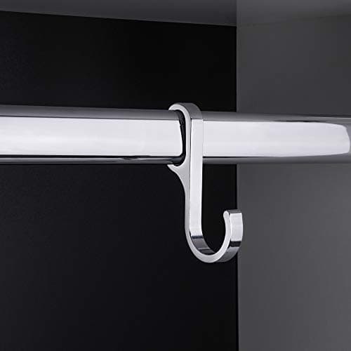 Meubles Tube ovale Barre Tringle à vêtements 1000 mm avec supports 2 Stk. Embout de moyen pour roulement pour plafond – Acier inoxydable chromé – Armoire Tuyau