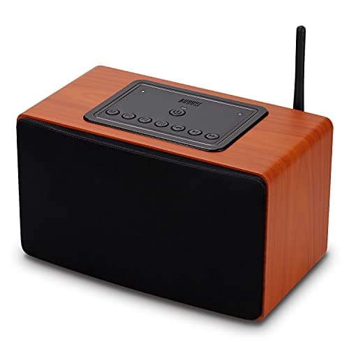 Enceinte Wifi Multiroom Bluetooth Sans Fil Stereo - August WS350 - Haut Parleur Portable Design Puissante Airplay Ethernet Jack 3.5mm Internet Radio Spotify Tidal PC Mac - Secteur et Batterie - Bois