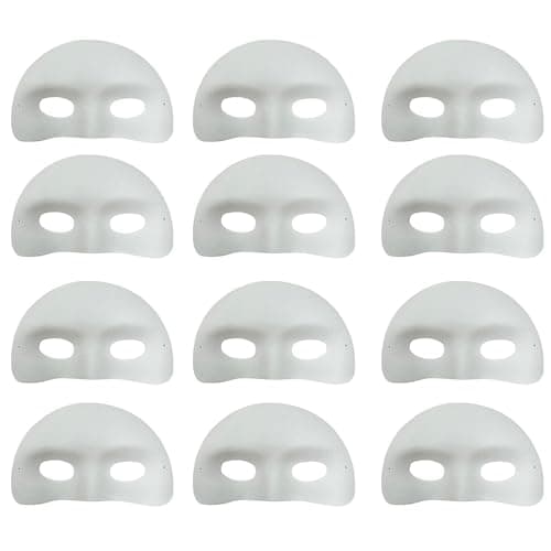 Générique Masque à peindre pour,Masque blanc à peindre,12 demi-masques | Masque de graffiti vierge, masque de coloration pour mascarade de cosplay de carnaval