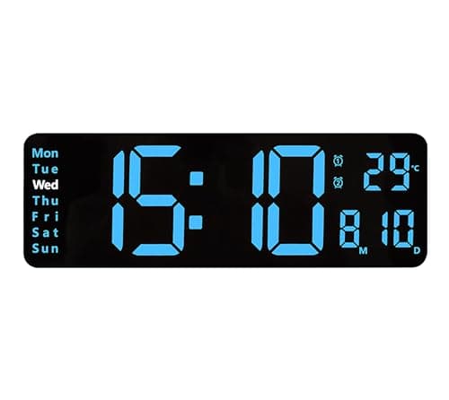 iTOMA Horloge numérique, 13 "Grand écran LED Horloge Murale pour la décoration de Salon, réveil, minuterie, 12 / 24h, Grande Horloge à Gradation Automatique de luminosité avec Date/température 6629