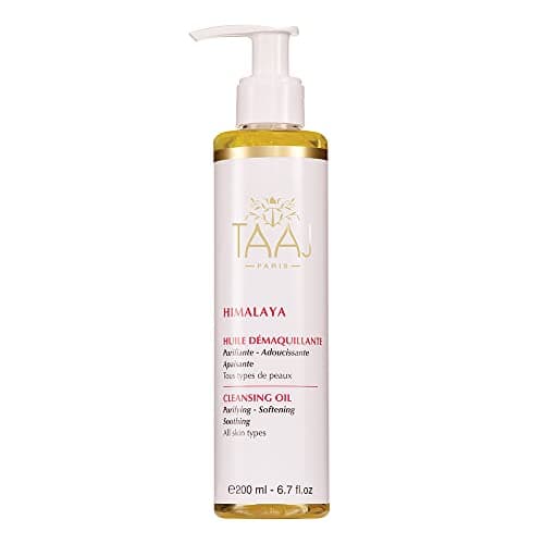 TAAJ | Huile Démaquillante - HIMALAYA | Douce & Fondante | Soin en profondeur Nettoyant & Hydratant | Nettoie & Élimine les impuretés | Peau nette, douce & apaisée | Tous types de peaux | Vegan |200ml