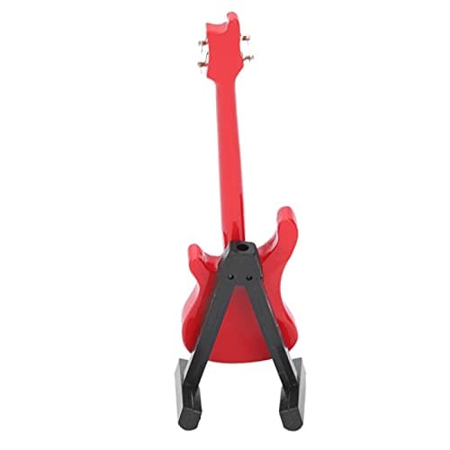 10CM Réplique de Guitare Miniature, Miniature Guitare Ornement en Bois, Mini Instrument de Musique Décor Maison de Poupée Modèle Décoration de la Maison(rouge)