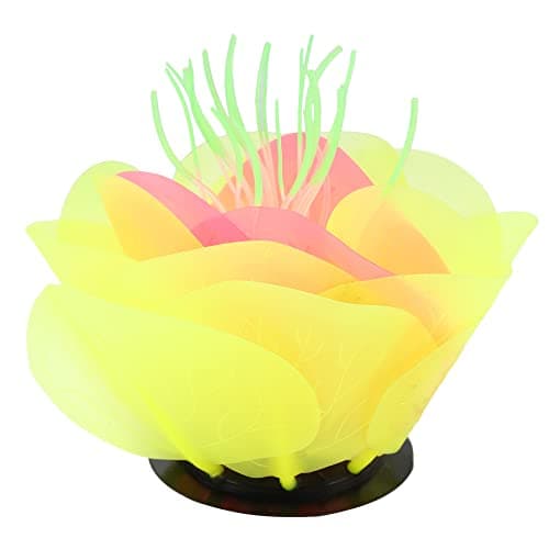 VOCOSTE Aquarium Simulation Corail Aquatique Fleur, Silicone Décoration Jaune