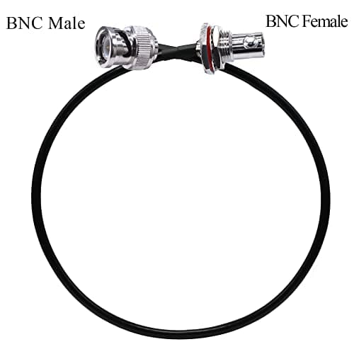 TUOLNK Câble de raccordement BNC RG58 BNC mâle à BNC femelle cloison câble coaxial radio CB 20 pouces (50 cm) câble d'extension d'antenne Wifi pour système de sécurité paquet de 2