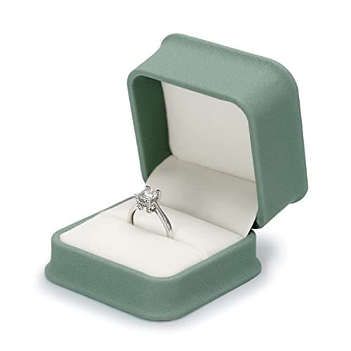 Oirlv Matcha Vert Pu Cuir Boîte à Bagues Boîte à Bijoux pour Mariage,Suggestion,Anniversaire,Saint Valentin,Centre Commercial Compteur Bijoux Présentoir
