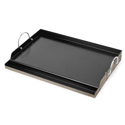 Onlyfire Céramique Plaque de Gril, Universelle Plaque de Cuisson pour Gril à gaz et Barbecue au Charbon de Bois, BBQ plancha avec Poignée, Revêtement Antiadhésif, 58,5 x 40,5 x 7cm, Noir