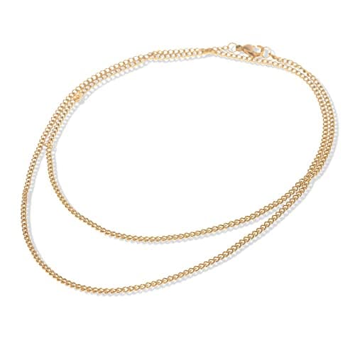 Made by Nami Collier pour Homme en Acier Inoxydable - Chaîne à Maillons en d'Or Massif de 60 cm - Chaîne pour Homme Artisanale - Cadeau pour Lui - Bijoux pour Homme (Or 2mm)