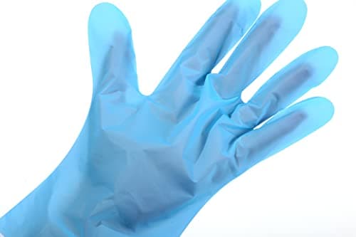 EUROPAPA® Lot de 100, 200, 300, 450 pièces - En TPE transparent et bleu - Gants jetables en caoutchouc sans latex - Non poudrés - Tailles S, M, L, XL (Bleu-200, XL)