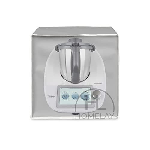 HOMELAY Housse de protection de qualité supérieure compatible avec Thermomix TM6 TM 6. Fabrication artisanale. Matériau similicuir anti-taches, antibactérien. Couverture en couleurs (Gris)