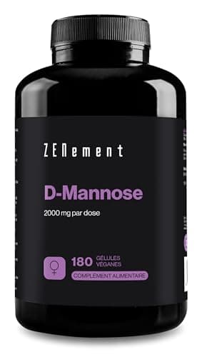 D-Mannose - 180 Gélules - 2000 mg de D-Mannose par Dose Quotidienne, Dosage Elevé, Hautement Biodisponible - 2 Mois d'Approvisionnement - Sans Arômes ni Additifs - 100% Végan