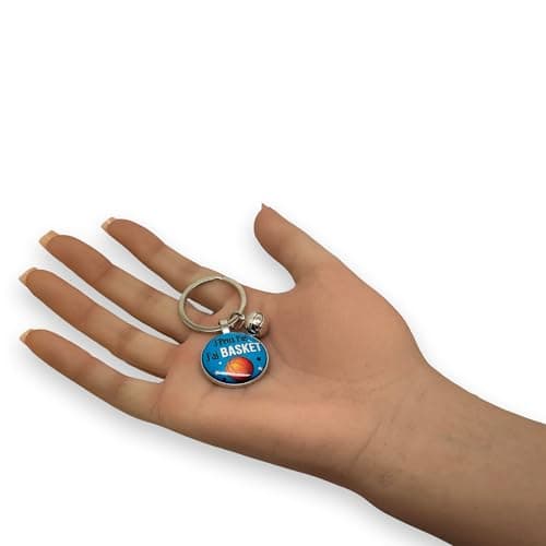 Porte-clés basketball « J'peux pas, j'ai basket » avec cabochon et breloque ballon – Idée cadeau homme basketteur - création