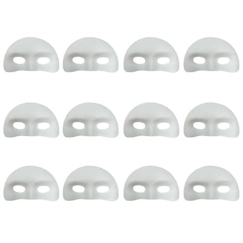 Générique Masque à peindre pour,Masque blanc à peindre,12 demi-masques | Masque de graffiti vierge, masque de coloration pour mascarade de cosplay de carnaval