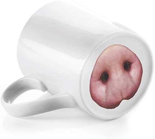 auvstar Tasse Amusante créative, Céramique Porc Nez Café Tasse de thé Nouveauté Tasse à Eau de Bureau à Domicile, Cadeau pour Famille, Ami, Enseignant (Nez de Cochon)