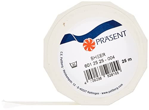 C.E. Pattberg SHEER crème Ruban en Organza scintillant et soyeux, Rouleau de 25 m, Largeur 25 mm, Accessoire de Décoration & Bricolage, Ruban Décoratif pour Présents et Table de Fête