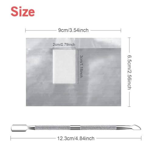 Sularpek 200 Pcs Papillotes en Aluminium Vernis à Ongles Enlever, Feuille d'aluminium Dissolvant, Papillotes Ongles d'aluminium pour Retirer Vernis à Ongles avec 1 Pièce pour Poussoir à Cuticules