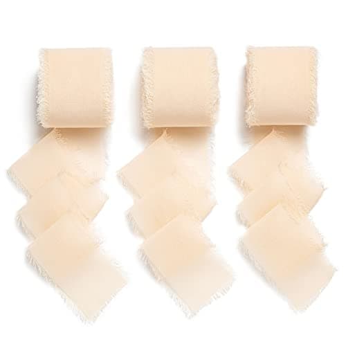 AOKSUNOVA Ruban Cadeau Large pour Mariage en Mousseline de Soie pour bricoler Champagne