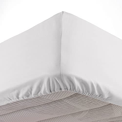 douceur d'intérieur, Drap Housse (140 x 190 cm) Lina Blanche, 100% Coton