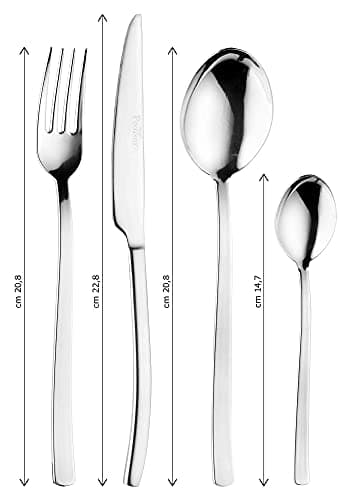 Pinti Inox Ocean, Set de 24 couverts en acier inoxydable, Nichel Free, pour 6 personnes, fabriqué en Italie