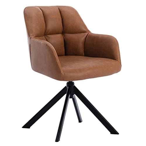 Wahson Chaise de Bureau, Fauteuil de Bureau en Cuir PU Fauteuil Bureau avec Pied Métal, Chaise Bureau Erconomique pour Salon et Chambre, Marron