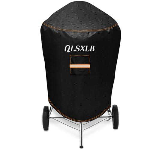 QLSXLB Housse Barbecue Exterieur Rond, Oxford 600D Robuste Bache de Protection BBQ Φ50x81cm, Couverture de Grill Anti-Vent/Anti-UV/Anti-l'eau/Anti-l'Humidité/Antipoussière Noir