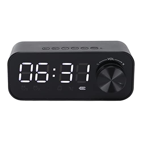 Radio-réveil, Haut-Parleur Bluetooth Multifonctionnel, Haut-Parleur D'horloge, Radio-réveil Portable avec LED, Haut-Parleur Bluetooth pour Bureau de Chambre(Le Noir)