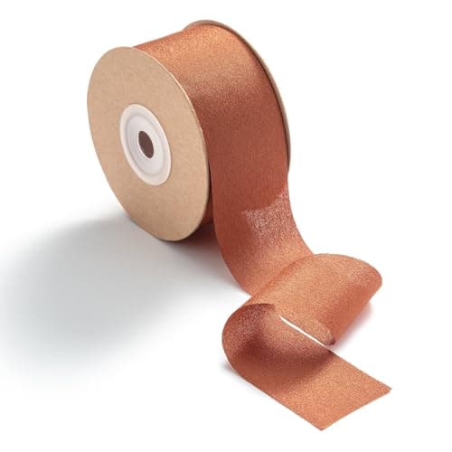 MORSUNBELA Ruban cadeau de mariage - En mousseline de soie - Couleur terre cuite - 3,8 cm x 23 m - Pour cadeau, nœuds