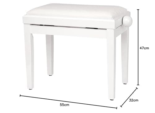 Classic Cantabile Banquette de Piano en Blanc Brillant