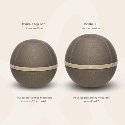 Bloon Siège Ballon Bureau Ergonomique - Anti Mal de Dos ou Sciatique - Confortable pour Bureau ou Télétravail - Chaise Ballon 65cm de diamètre (Taupe, XL)