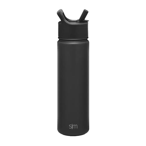 Simple Modern Botella de Agua con Pajita | Bouteille Thermos Isolée en Acier Inoxydable pour Sports et Gymnase | Summit Collection | 650ml | Midnight Black